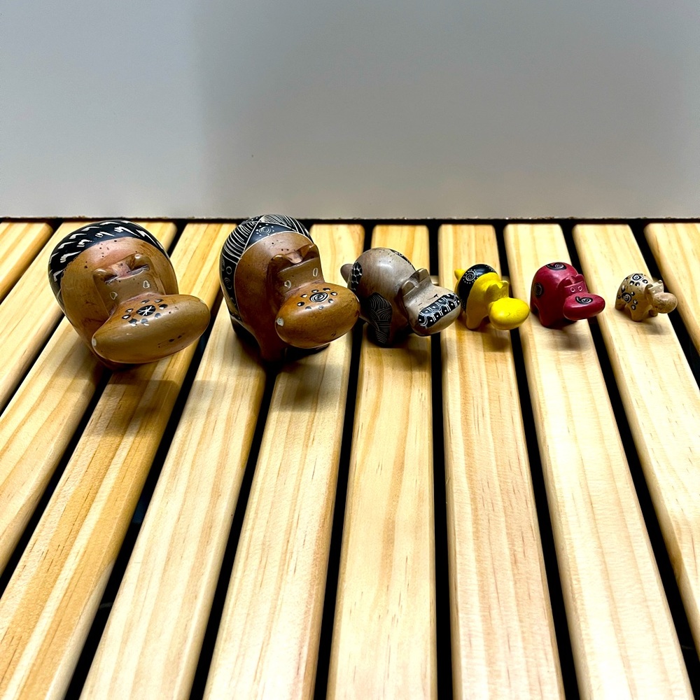 (3/$50)Handcrafted rock hippo family